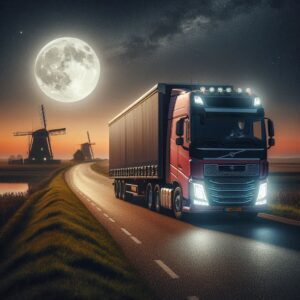 Vrachtwagenchauffeur tijdens nachtwerk – nachttoeslag 19% volgens toeslagenmatrix beroepsgoederenvervoer. ook wel Nachtvergoeding